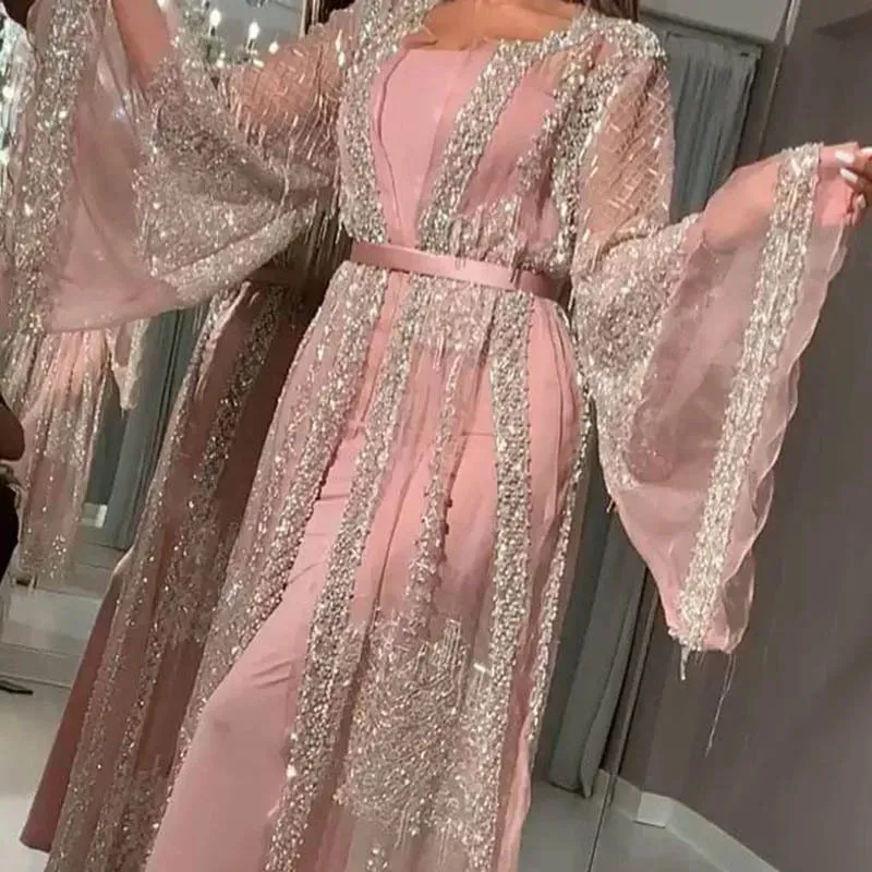 Swing Mesh Long Sleeve Evening Party Dress