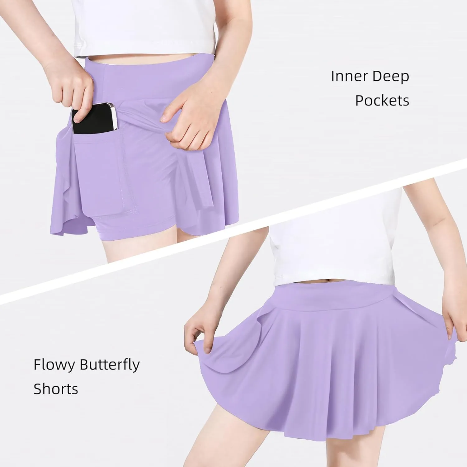 Toddler Tennis Skirt,Toddler Skort, Baby Girls for School Kids, Athletic Butterfly Flowy Shorts with Pocket
