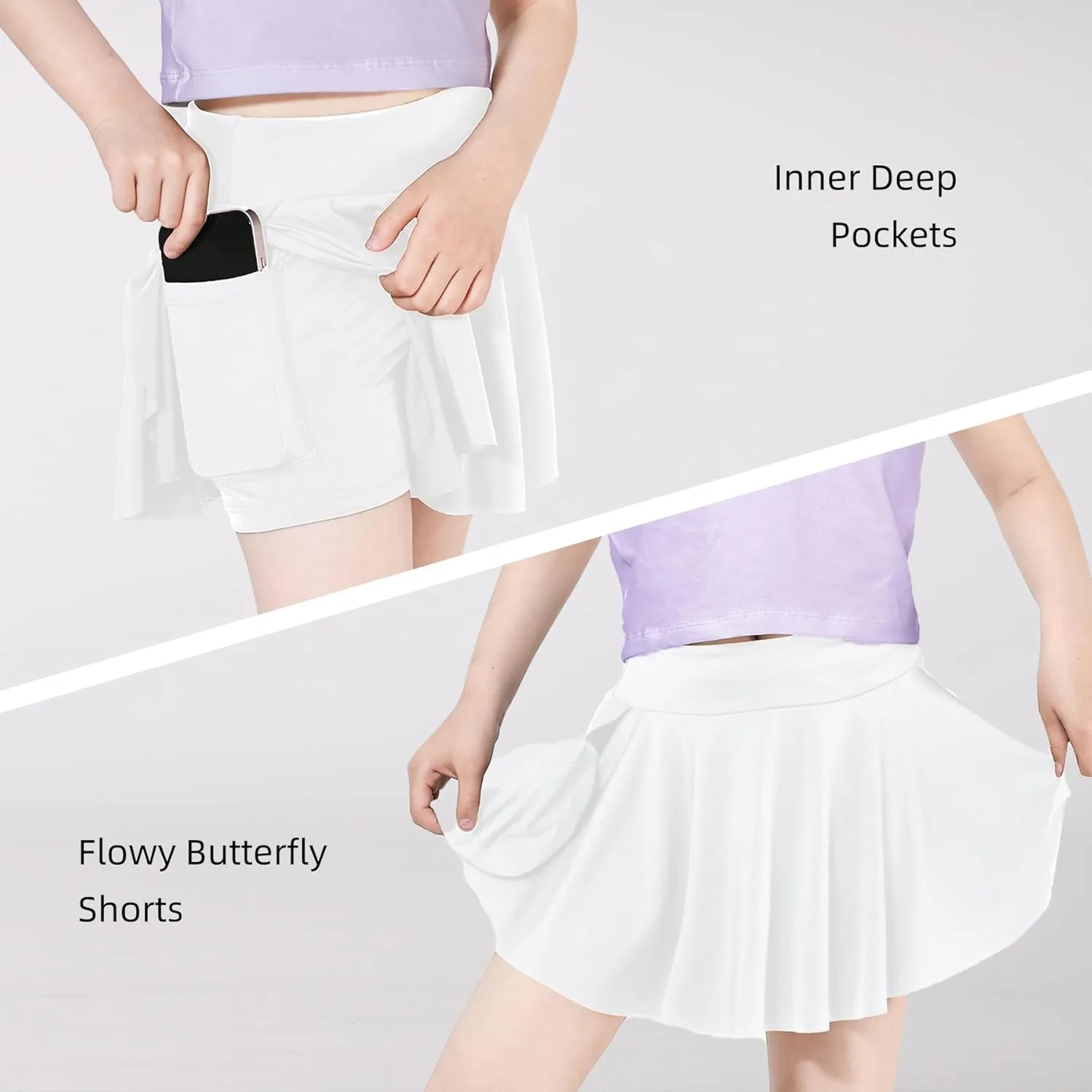 Toddler Tennis Skirt,Toddler Skort, Baby Girls for School Kids, Athletic Butterfly Flowy Shorts with Pocket