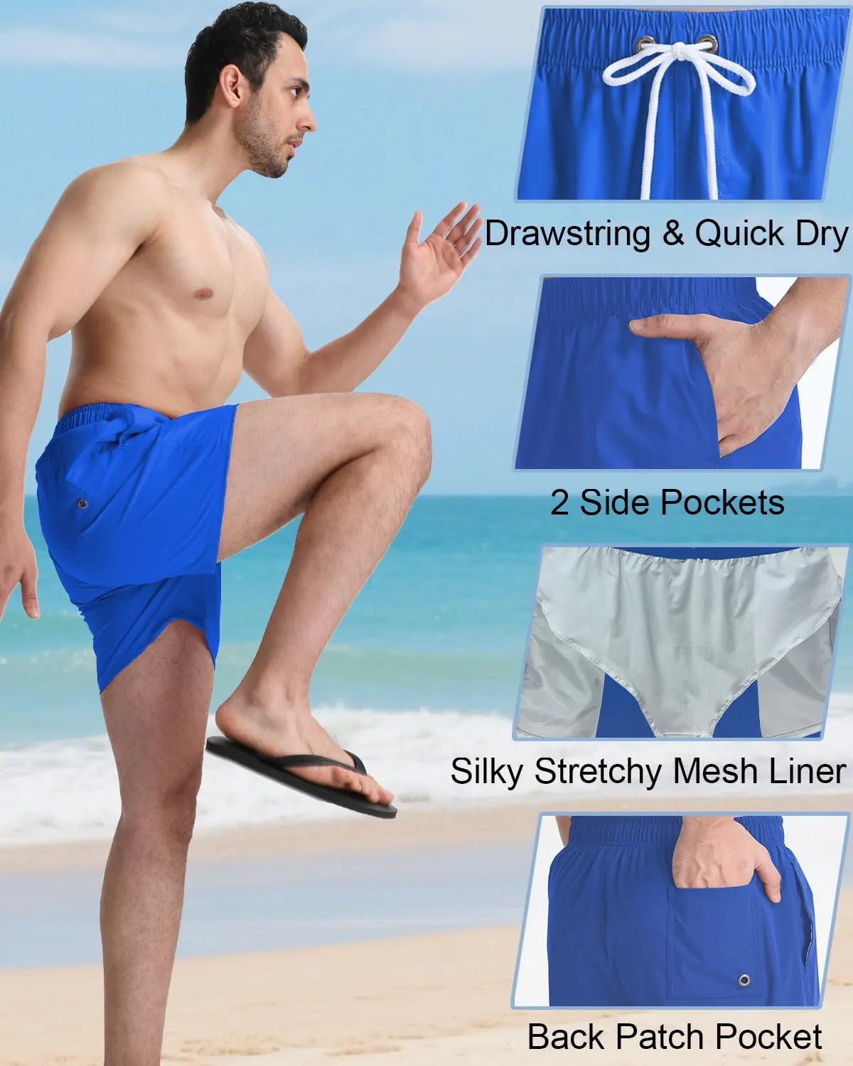 TUVEKE Men's Swim Trunks Quick Dry Bathing Suit for Men 5 Inch Inseam with Mesh Liner Mens Swimming Shorts Beach Shorts S-XXL