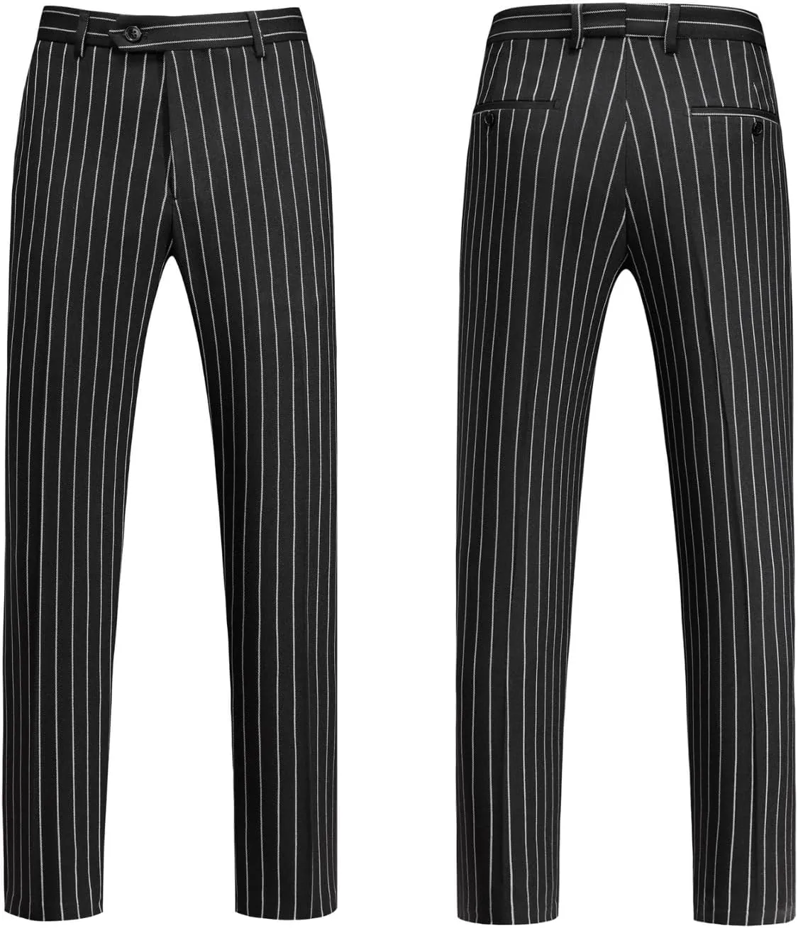 UNINUKOO Mens 2 Piece Pinstripe Suit for Men Double Breasted Tuxedo Business Wedding Dinner Party Jacket Pants Suit Set