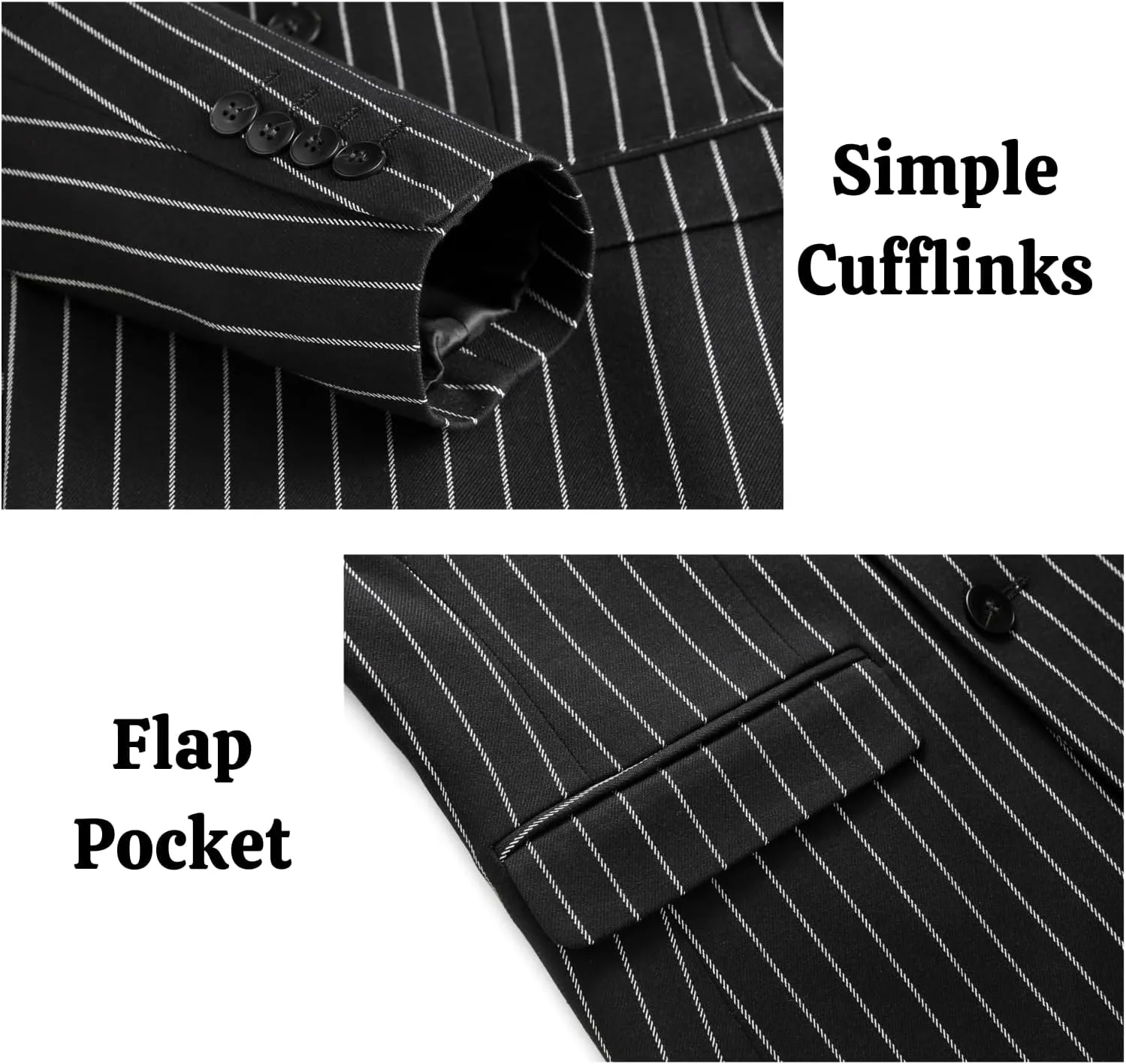 UNINUKOO Mens 2 Piece Pinstripe Suit for Men Double Breasted Tuxedo Business Wedding Dinner Party Jacket Pants Suit Set