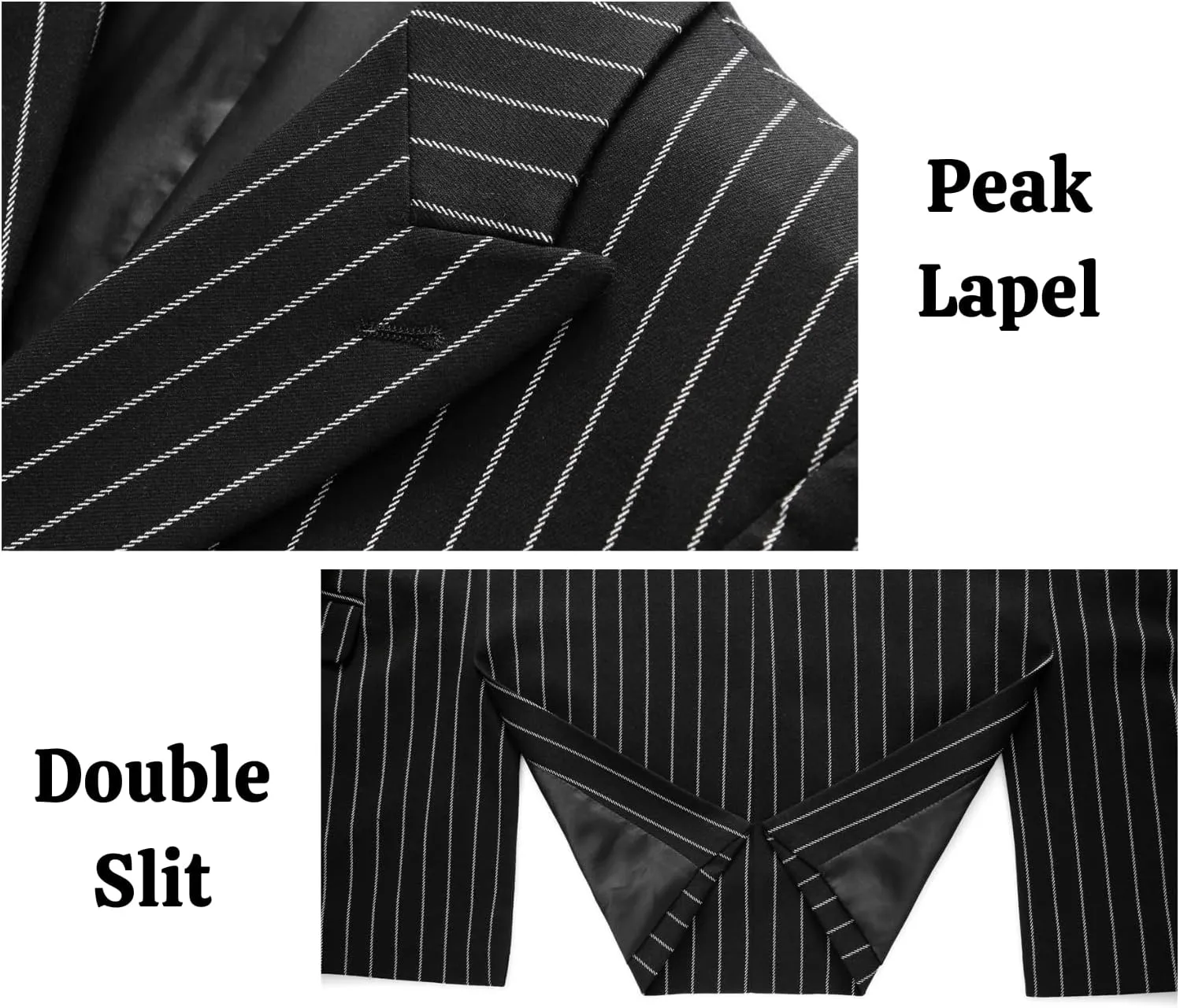 UNINUKOO Mens 2 Piece Pinstripe Suit for Men Double Breasted Tuxedo Business Wedding Dinner Party Jacket Pants Suit Set