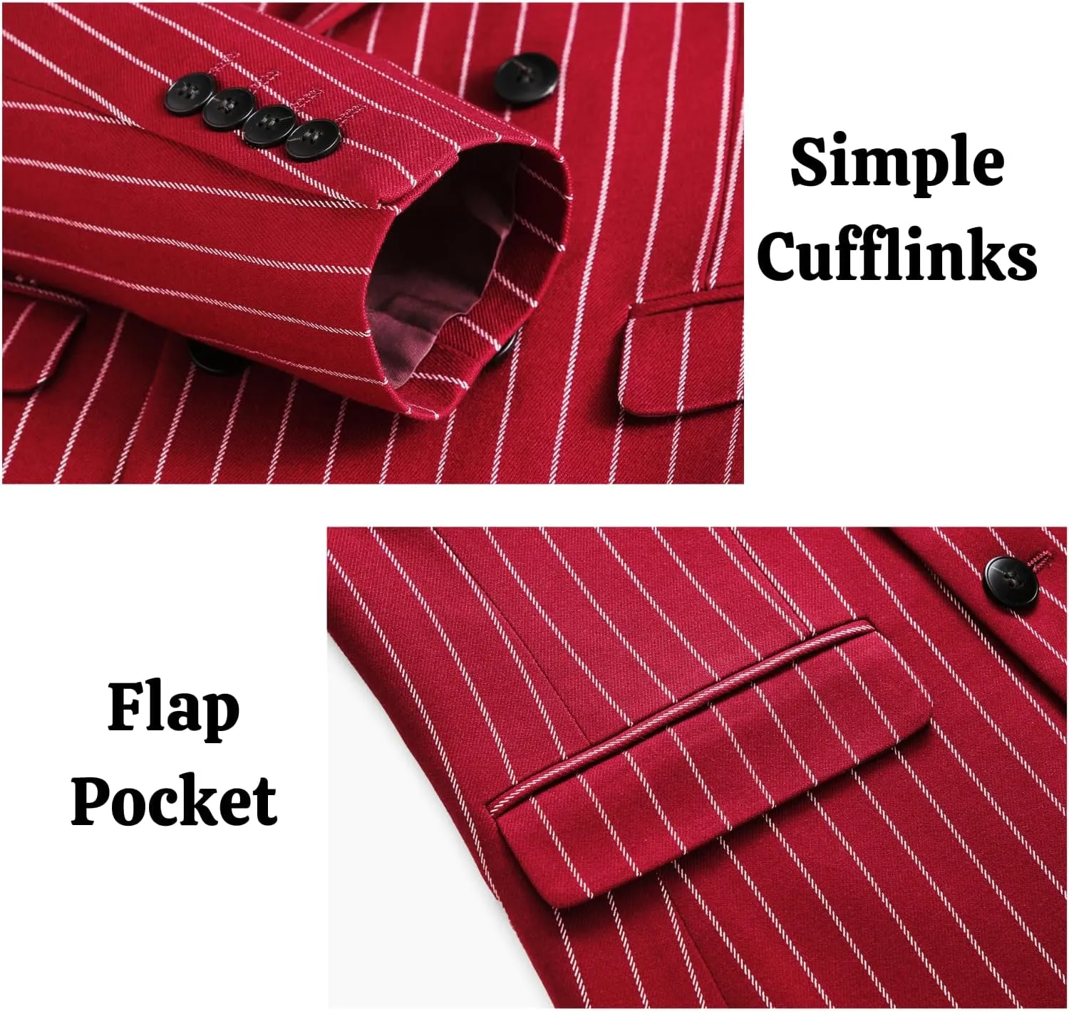 UNINUKOO Mens 2 Piece Pinstripe Suit for Men Double Breasted Tuxedo Business Wedding Dinner Party Jacket Pants Suit Set