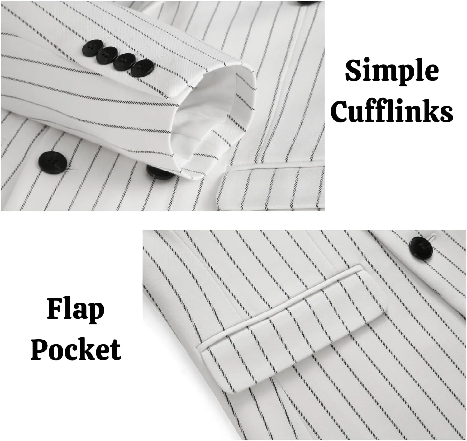UNINUKOO Mens 2 Piece Pinstripe Suit for Men Double Breasted Tuxedo Business Wedding Dinner Party Jacket Pants Suit Set