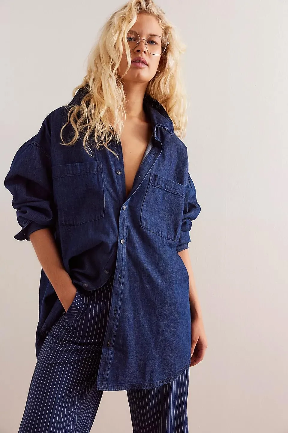 utcoco Womens Denim Shirt Jacket Retro Long Sleeve Button Down Blouse 2024 Casual Tops