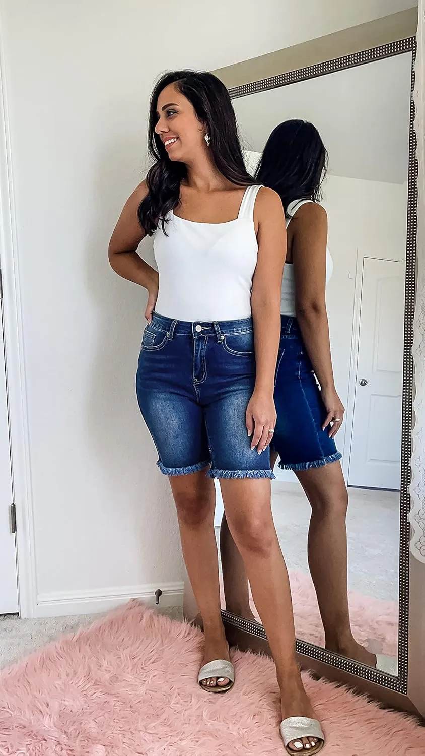 Utyful Women Summer Frayed Ripped Bermuda Shorts Distressed Denim Jeans Short