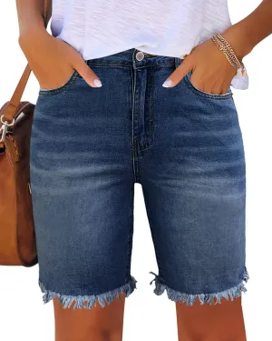 Utyful Women Summer Frayed Ripped Bermuda Shorts Distressed Denim Jeans Short