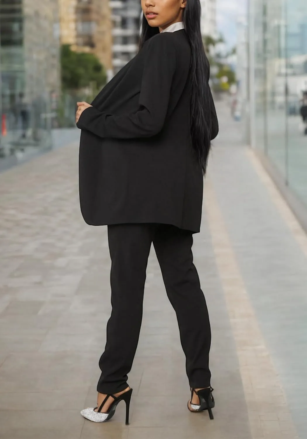Vakkest Womens Suits 2 Piece Set Business Formal Outfit Casual Long Sleeve Blazer and Office Work Pencil Pants Dressy