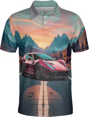 Vehicle Polo Shirts for Men - Car Racing Men's Regular Fit Quick Dry Golf Polo Shirt Series 12
