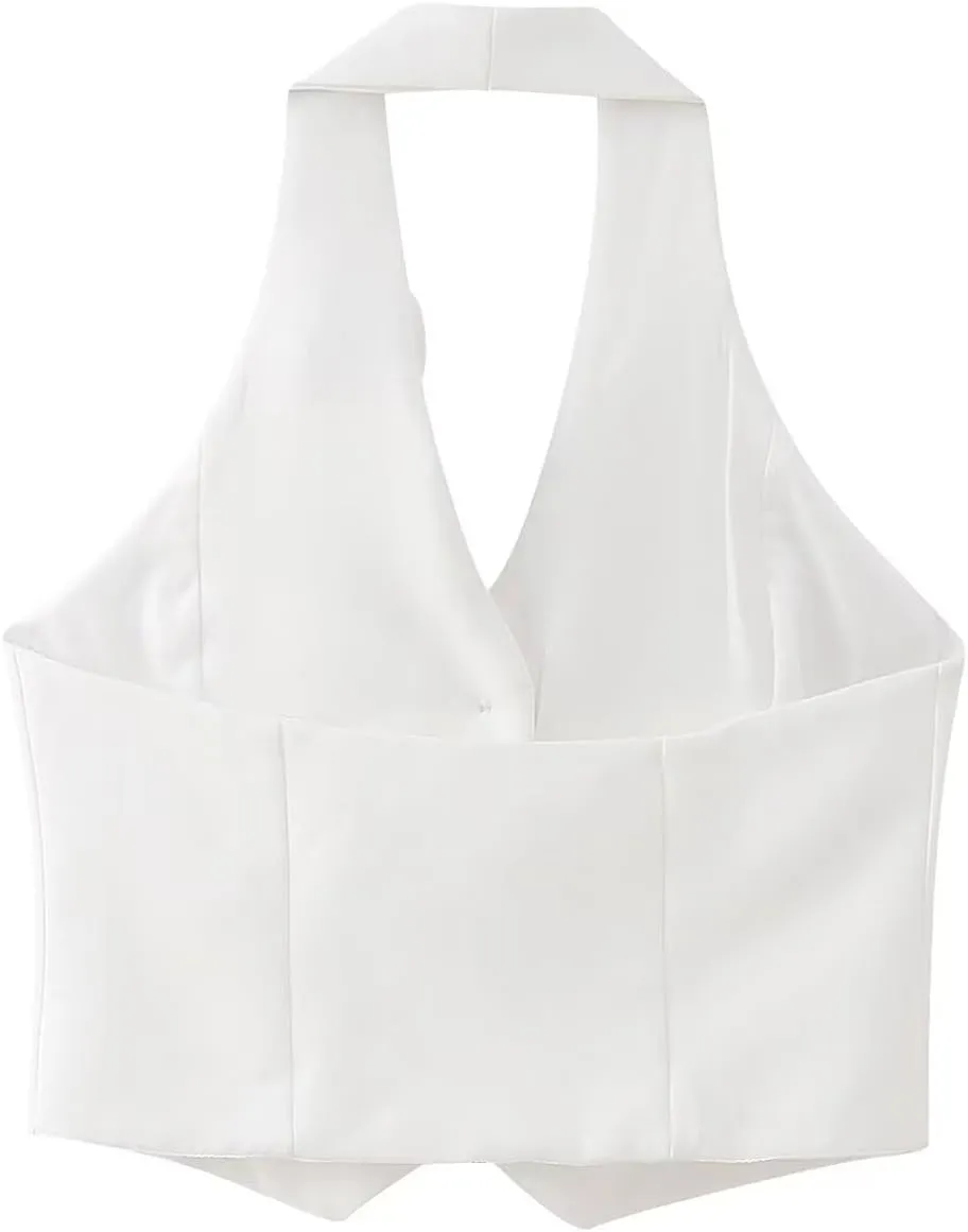 Vest Tops for Women Flowers V Neck Business Casual Sleeveless Summer Casual Single Breasted Jacket S~L