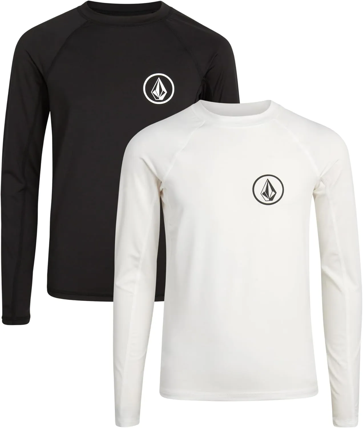 Volcom Boys' Rash Guard Shirts - 2 Pack UPF 50  Quick Dry Long Sleeve Sun Protection Shirts - Kids Swimwear T-Shirt (8-16)