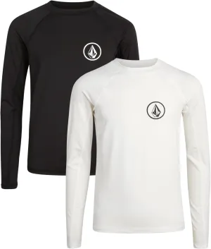 Volcom Boys' Rash Guard Shirts - 2 Pack UPF 50  Quick Dry Long Sleeve Sun Protection Shirts - Kids Swimwear T-Shirt (8-16)
