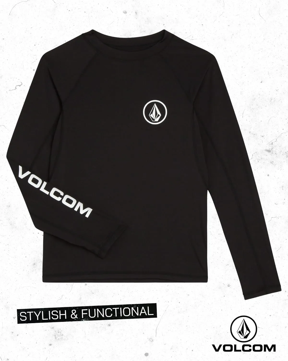 Volcom Boys' Rash Guard Shirts - 2 Pack UPF 50  Quick Dry Long Sleeve Sun Protection Shirts - Kids Swimwear T-Shirt (8-16)