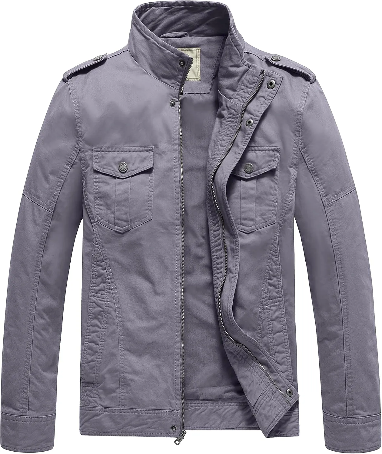 WenVen Men's Casual Washed Cotton Military Jacket