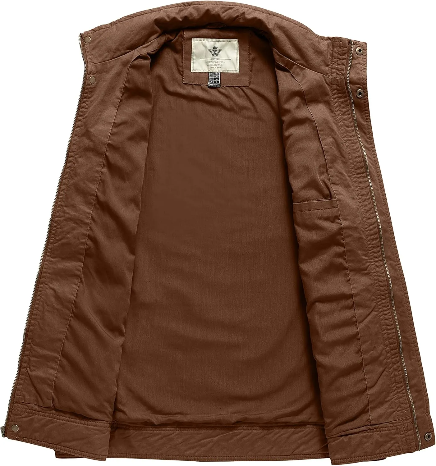 WenVen Men's Casual Washed Cotton Military Jacket