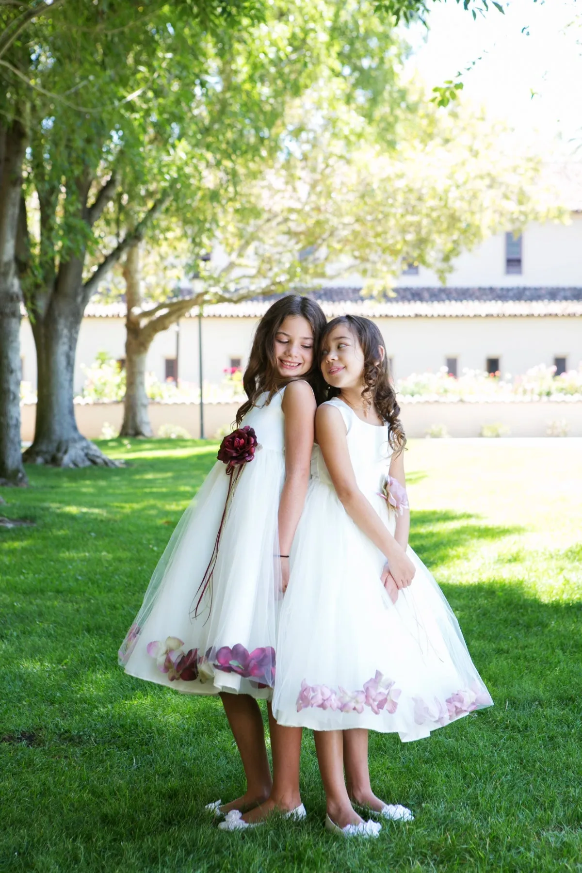 White Satin Flower Petal Girl Dress (2 of 2)