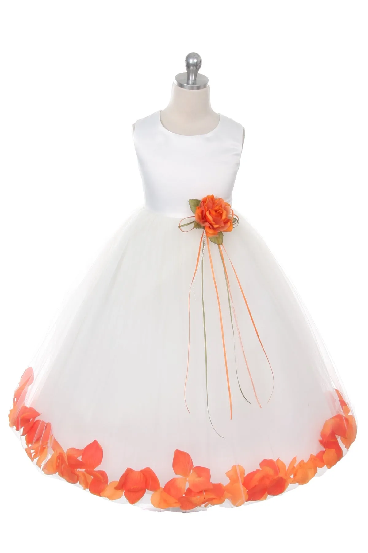 White Satin Flower Petal Girl Dress (2 of 2)