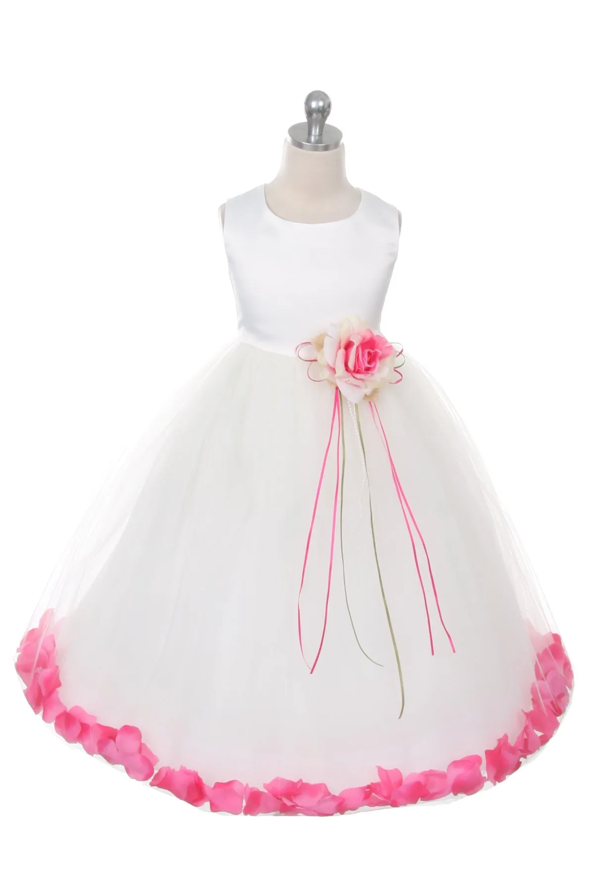 White Satin Flower Petal Girl Dress (2 of 2)