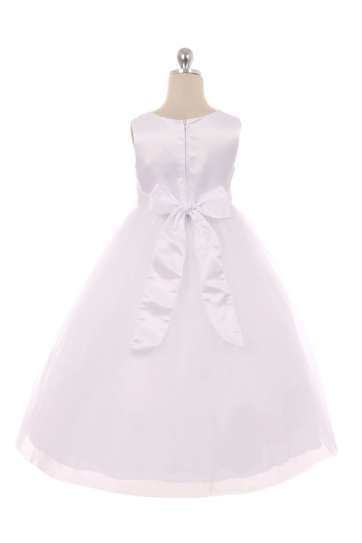 White Satin Flower Petal Girl Dress (2 of 2)