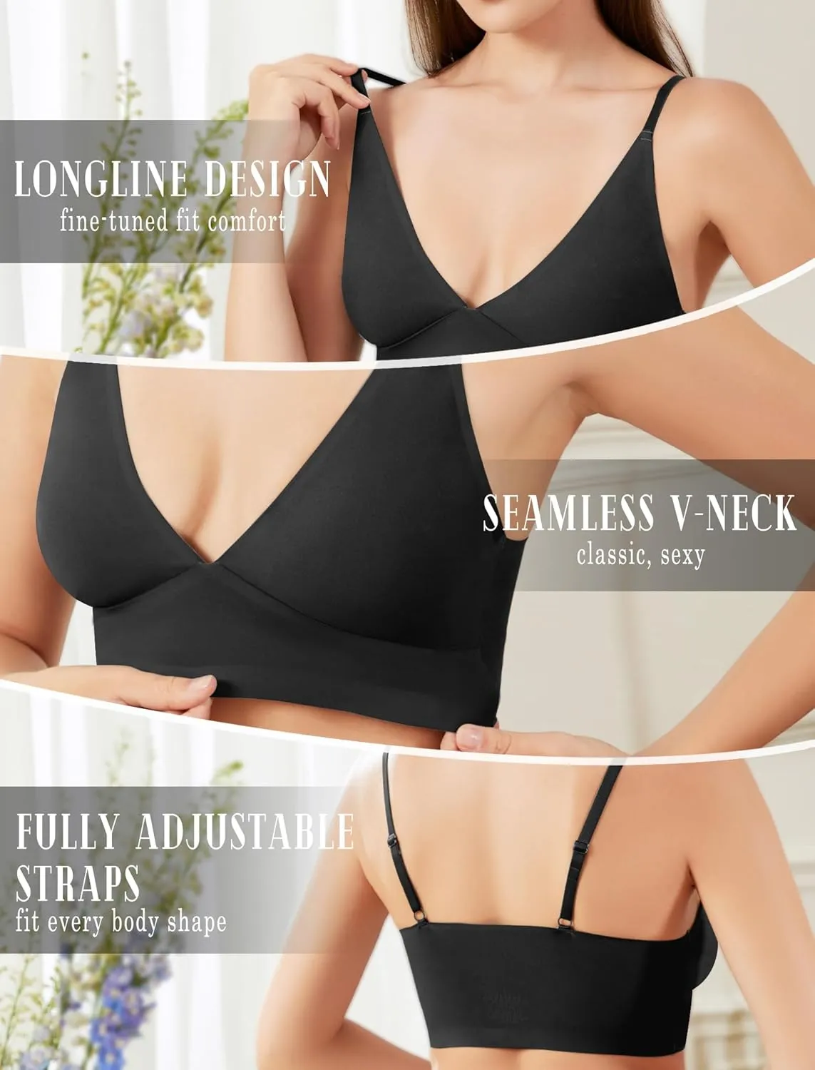 Wireless Bras for Women - Sports Bra Bralettes with Support No Underwire Seamless Workout Tops Cami Crop Tank S-XXL