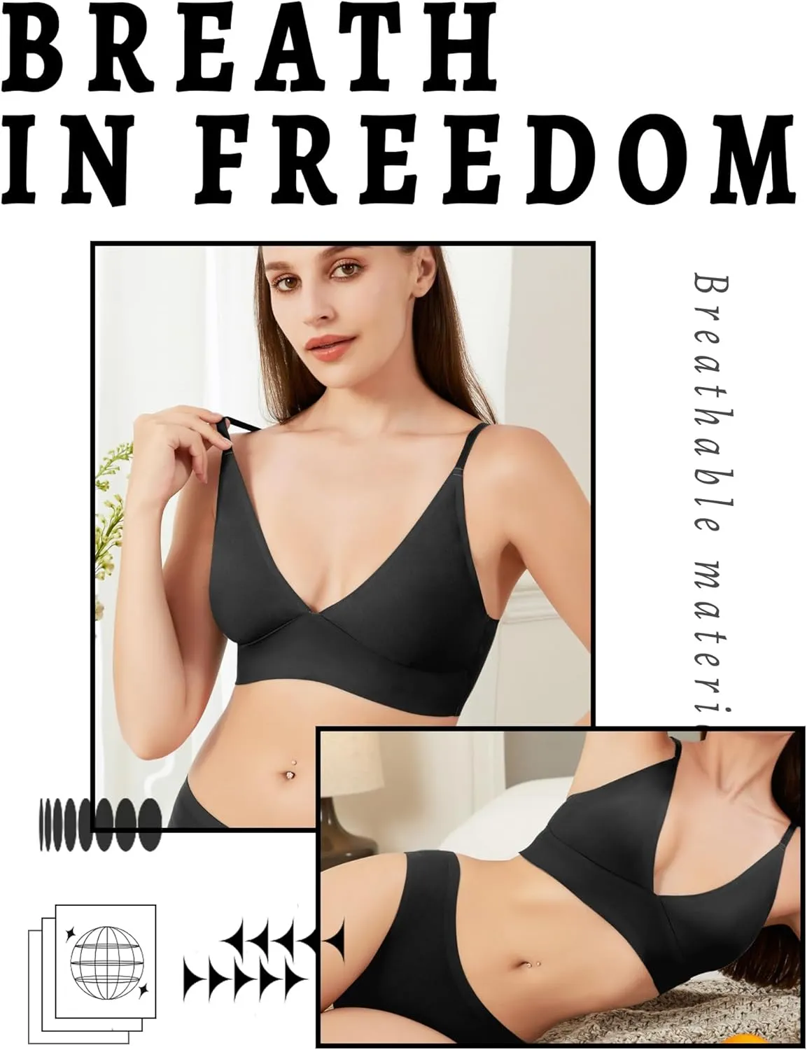 Wireless Bras for Women - Sports Bra Bralettes with Support No Underwire Seamless Workout Tops Cami Crop Tank S-XXL