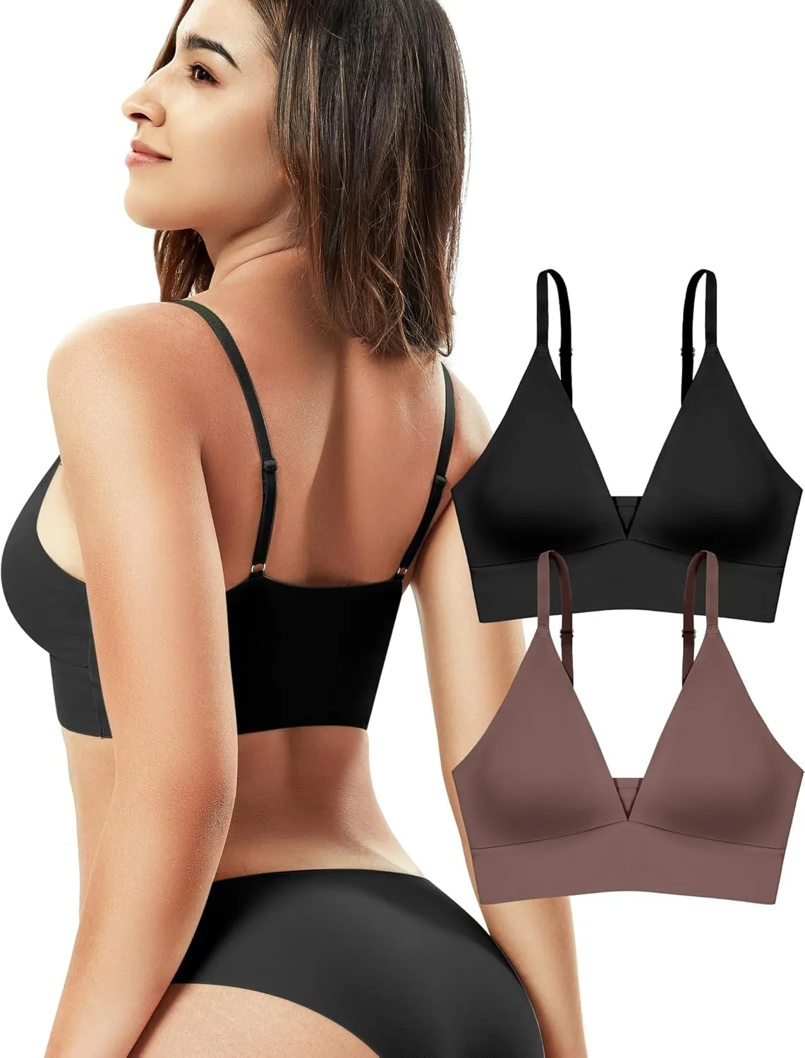 Wireless Bras for Women - Sports Bra Bralettes with Support No Underwire Seamless Workout Tops Cami Crop Tank S-XXL