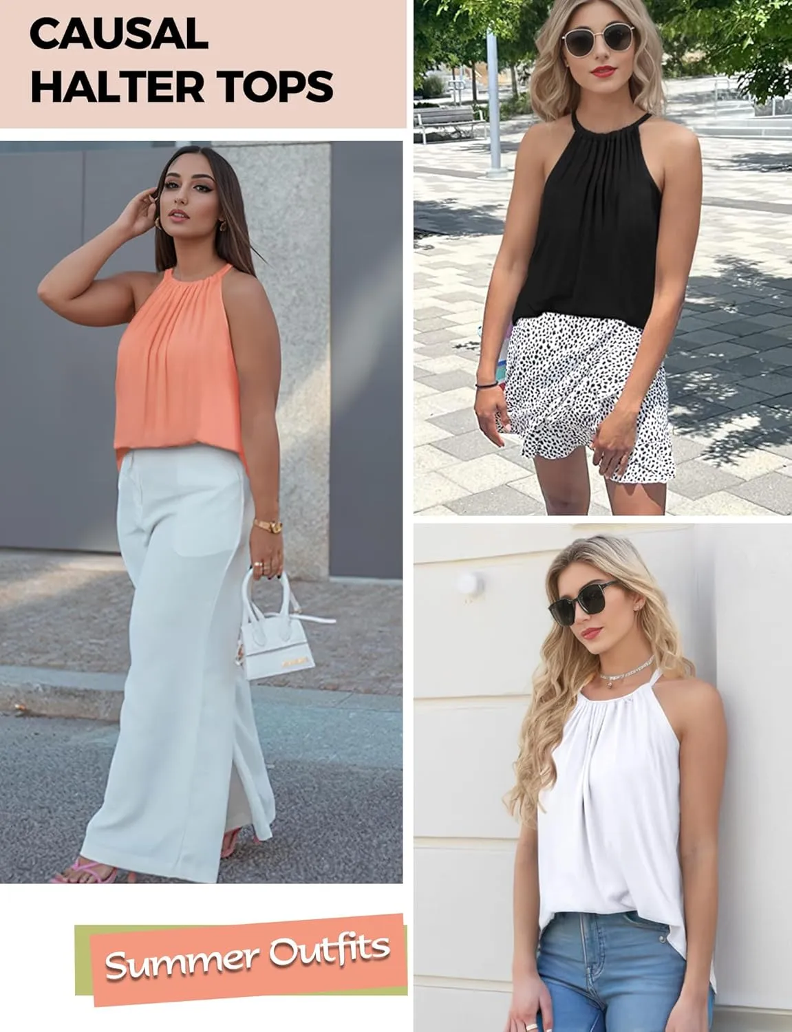 Women Halter Tank Tops, Pleated Loose Fit Sleeveless Tops, Drawstring High Neck Tank Top for Women, Summer Shirts Going Out
