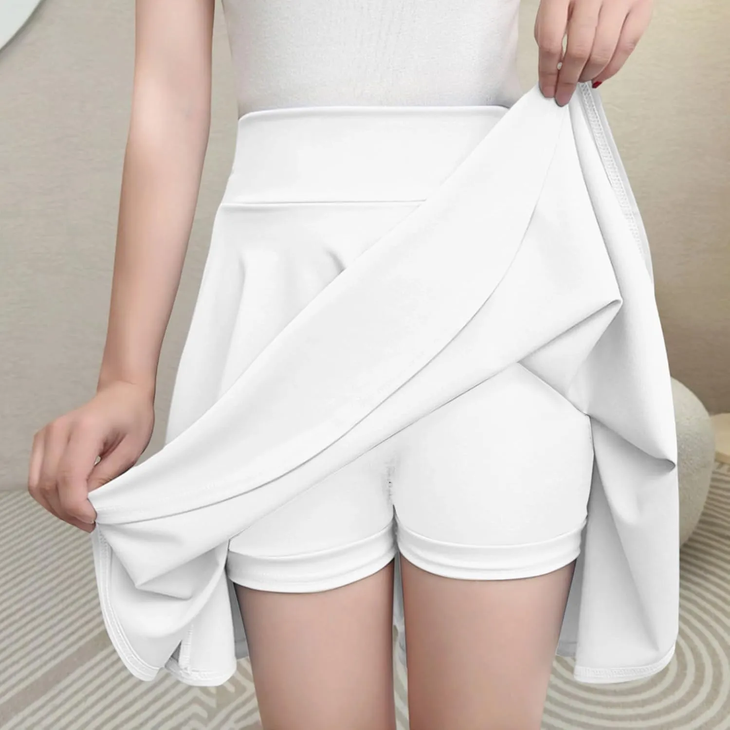 Women Long Skort High Waisted Tummy Control Workout Athletic Midi Pleated Skort for Women Summer Yoga Tennis Golf