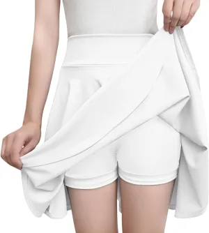 Women Long Skort High Waisted Tummy Control Workout Athletic Midi Pleated Skort for Women Summer Yoga Tennis Golf