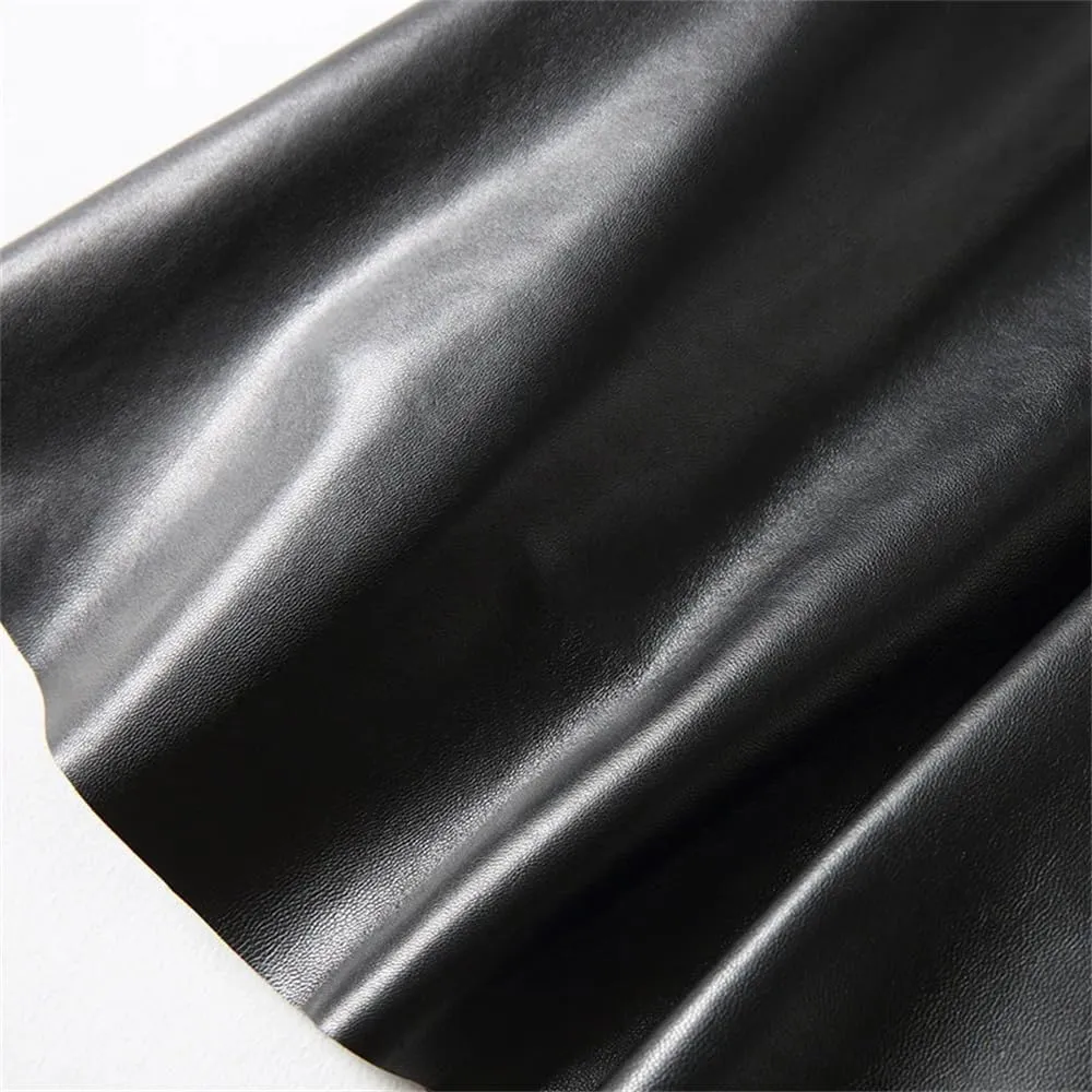 Women Plus Size Skirt Women High Waist Midi Leather Skirt Female Pleated Skirt