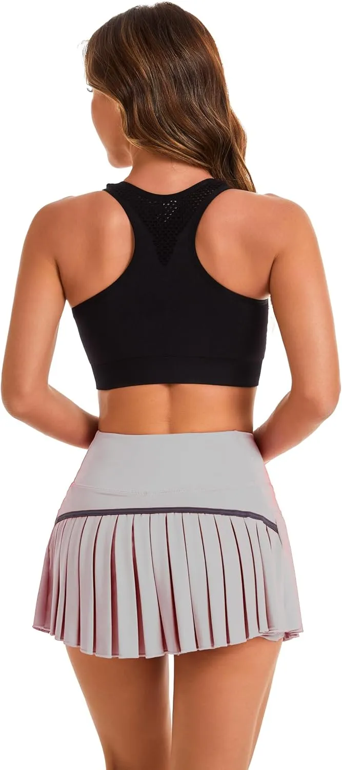 Women Tennis Skirt Golf Skorts Athletic High Waisted Sport Workout Pleated Pickleball Shorts with Pockets