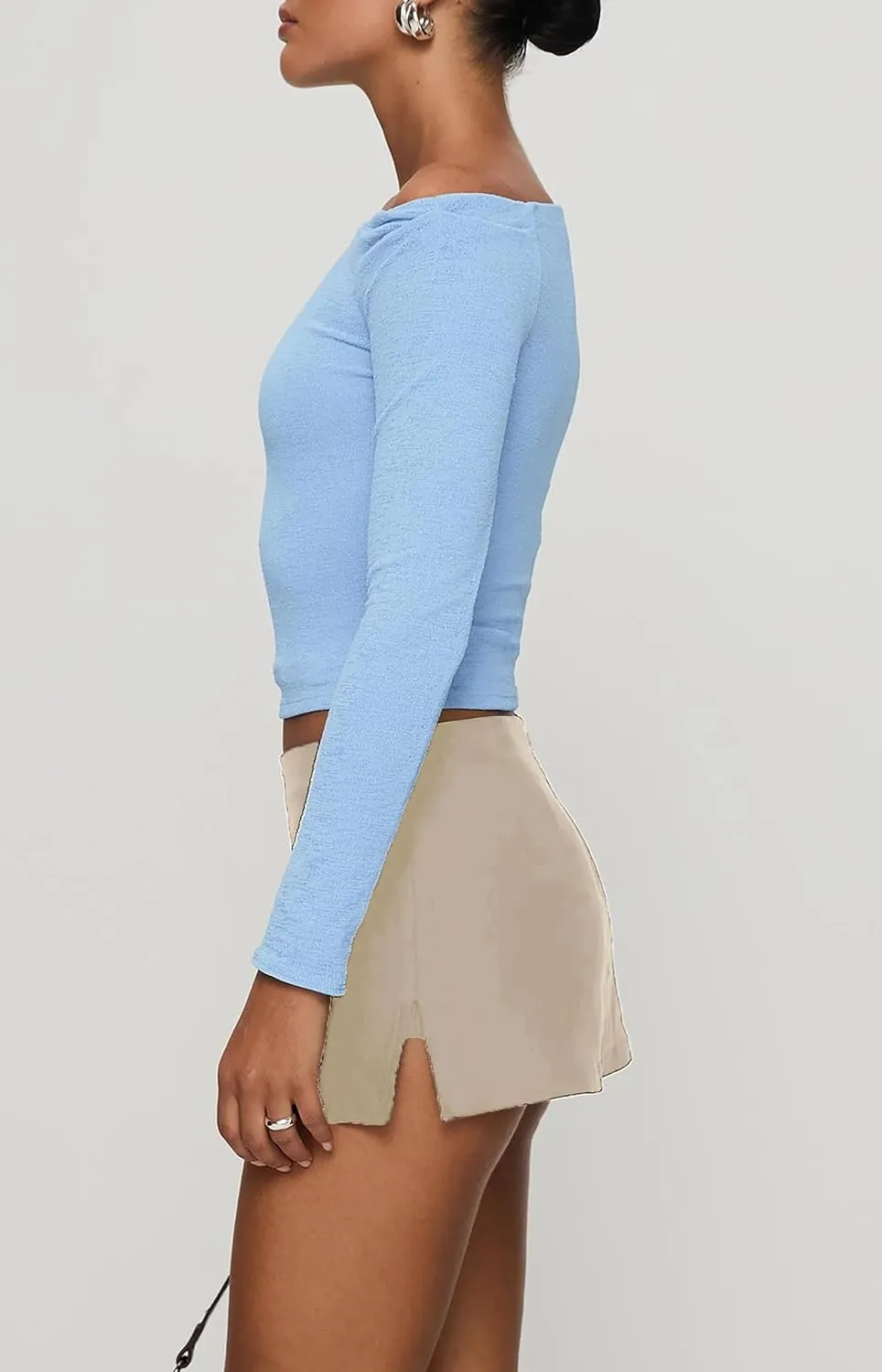 Women's Casual Elastic Mid Waisted Stretchy Slit Hem Bodycon Mini Skirt with Shorts Underneath y2k Cargo Skirt