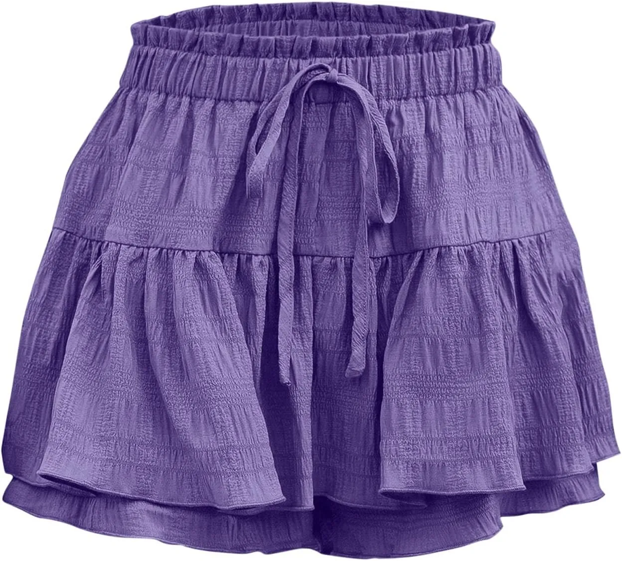 Women's Casual Skorts Fashion Ruffle Drawstring Skirt with Shorts Summer Solid High Waisted Skort 2025 Beach Clothes