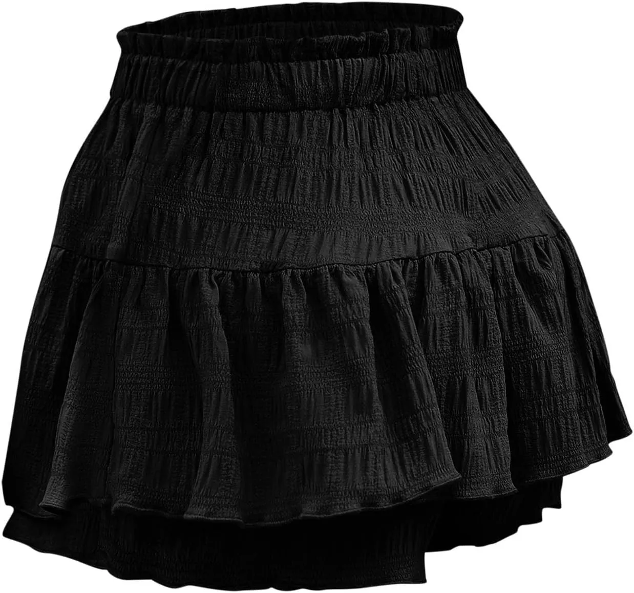 Women's Casual Skorts Fashion Ruffle Drawstring Skirt with Shorts Summer Solid High Waisted Skort 2025 Beach Clothes