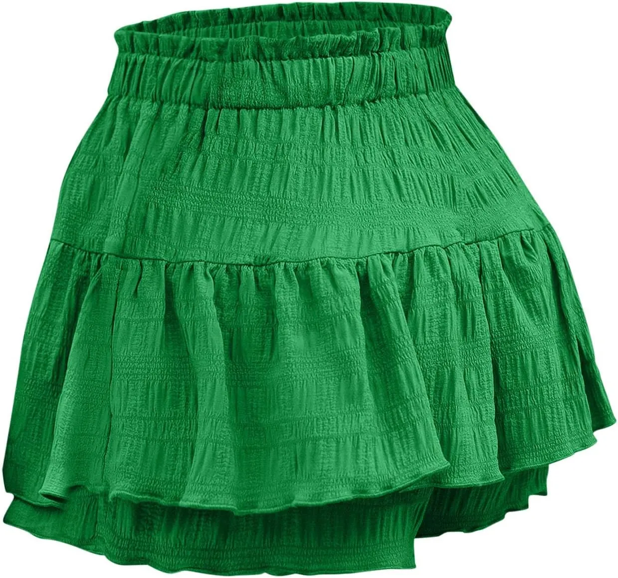 Women's Casual Skorts Fashion Ruffle Drawstring Skirt with Shorts Summer Solid High Waisted Skort 2025 Beach Clothes