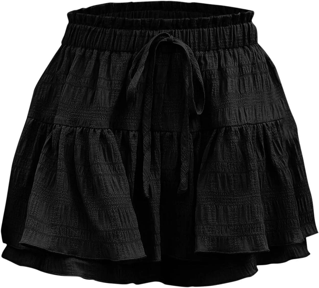 Women's Casual Skorts Fashion Ruffle Drawstring Skirt with Shorts Summer Solid High Waisted Skort 2025 Beach Clothes