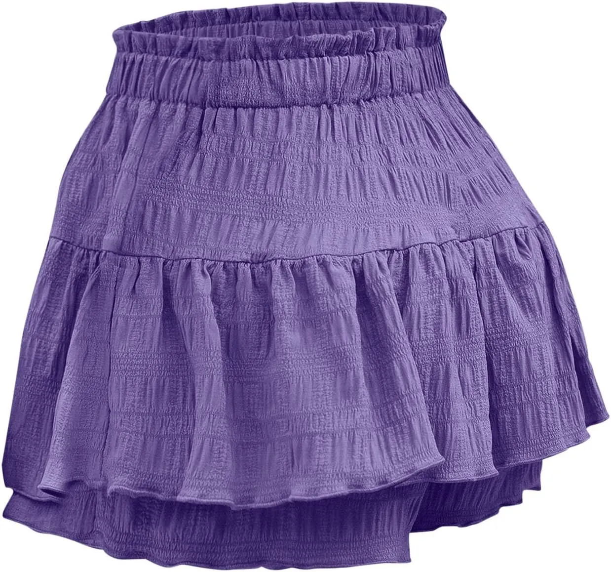 Women's Casual Skorts Fashion Ruffle Drawstring Skirt with Shorts Summer Solid High Waisted Skort 2025 Beach Clothes