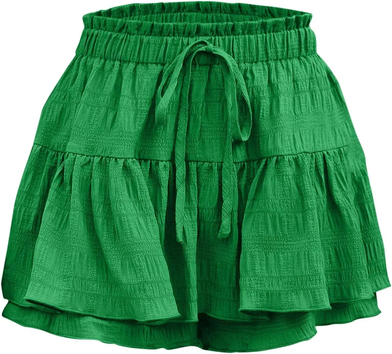 Women's Casual Skorts Fashion Ruffle Drawstring Skirt with Shorts Summer Solid High Waisted Skort 2025 Beach Clothes