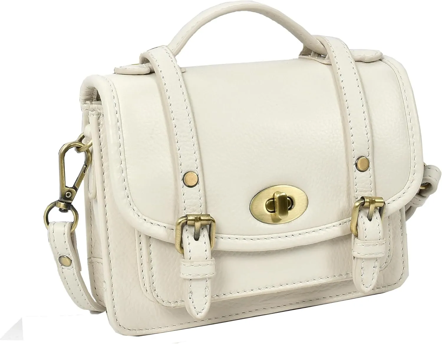 Womens Classic Mini Satchel Handbag Leather Crossbody Purse with Turn-Lock Closure Multiple Colours Option pipin