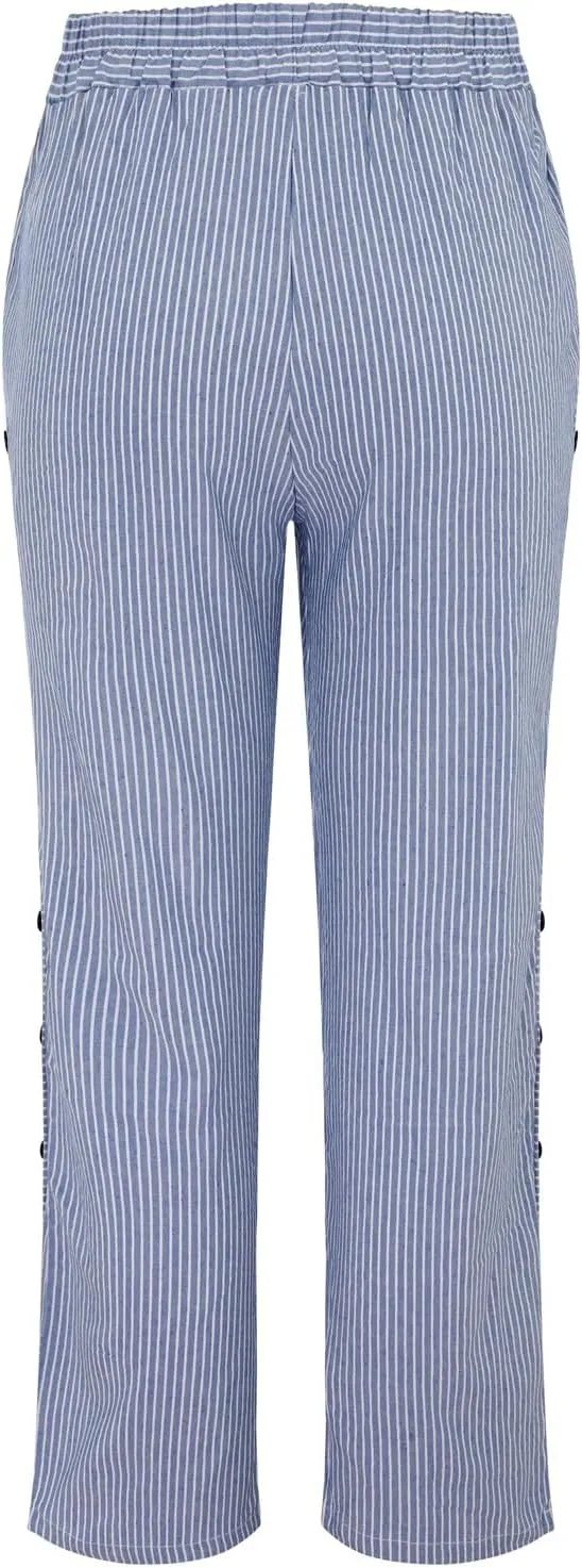 Womens Cotton Linen Palazzo Pants Loose Cotton and Linen Casual Pants Wide Leg Long Lounge Pant Trousers Straight