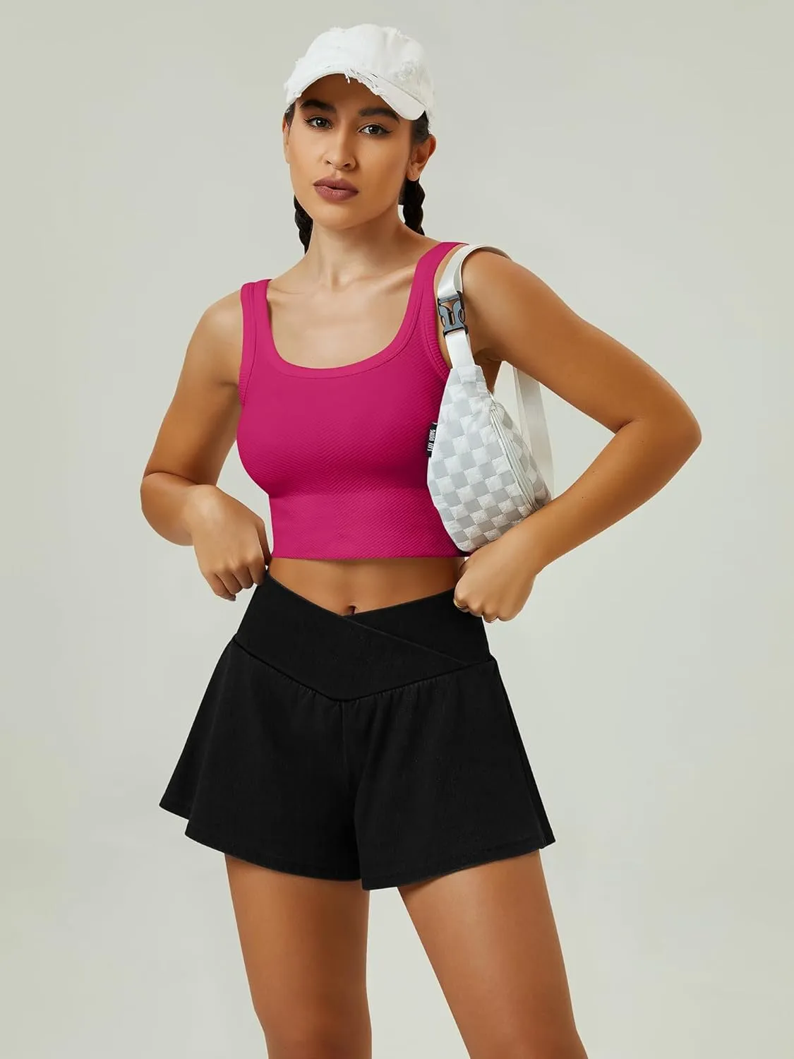 Womens Crossover Tennis Flowy Skorts Knit Denim Athletic Spandex Butterfly Shorts with Pockets