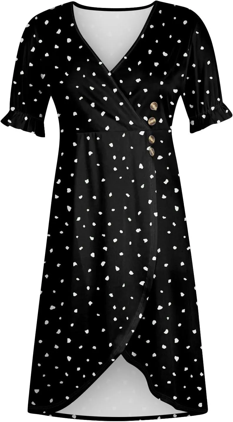 Womens Dresses Midi Dresses for Women Puff Sleeve Summer Dresses Women Casual Boho Fitted