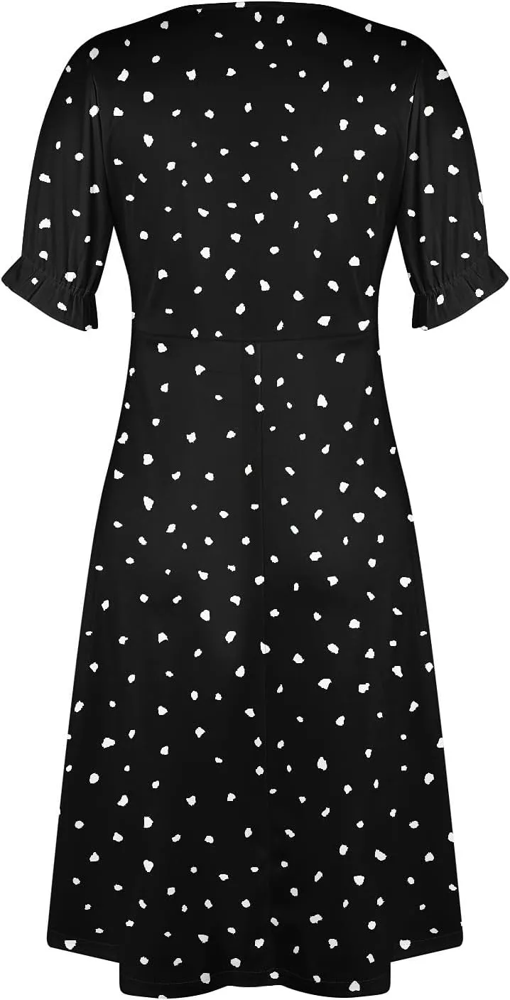 Womens Dresses Midi Dresses for Women Puff Sleeve Summer Dresses Women Casual Boho Fitted