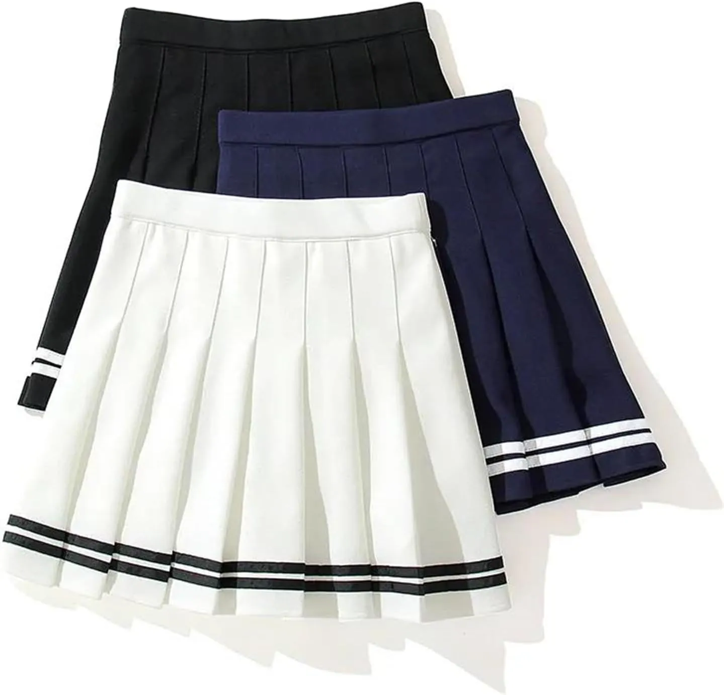 Women's High-Waisted Pleated Mini Skirt  Elastic Waist Skort for Summer School Workout Golf Running