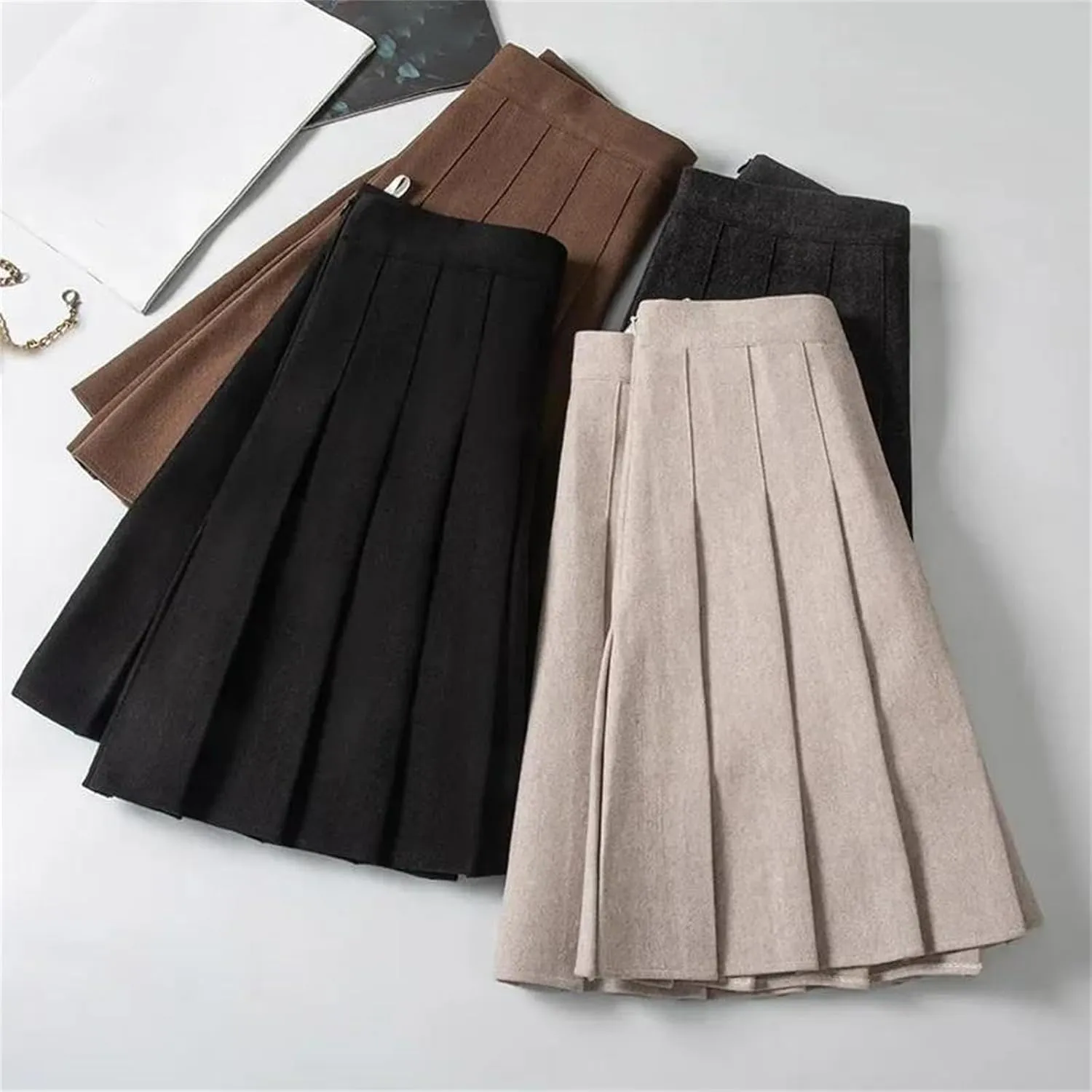Women's High-Waisted Pleated Mini Skirt  School Uniform Style Skort Short Tennis Golf Skirt