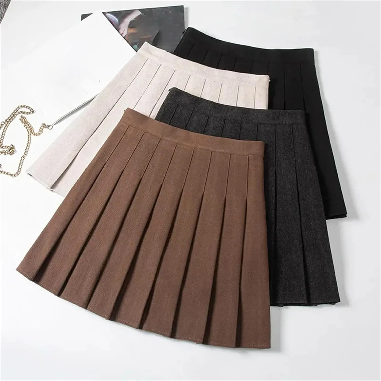 Women's High-Waisted Pleated Mini Skirt  School Uniform Style Skort Short Tennis Golf Skirt