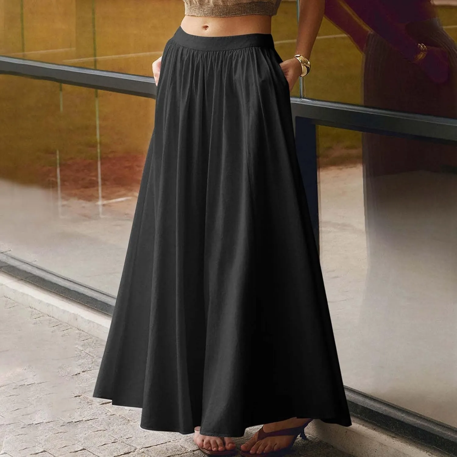 Womens Loose Fit Skorts for Women Maxi Long Midi Knee High High Cut Basic 2025 Y2K