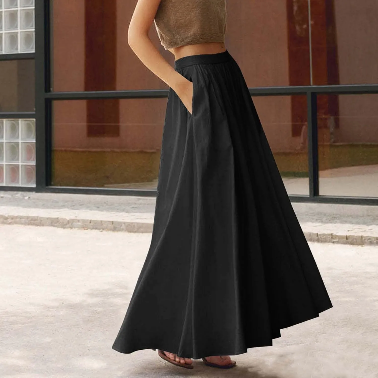 Womens Loose Fit Skorts for Women Maxi Long Midi Knee High High Cut Basic 2025 Y2K