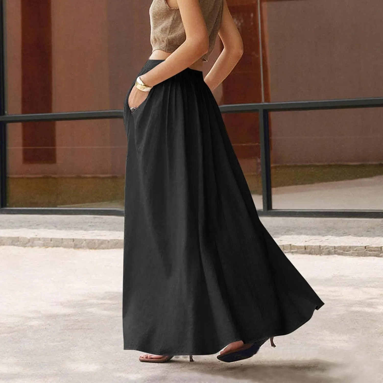 Womens Loose Fit Skorts for Women Maxi Long Midi Knee High High Cut Basic 2025 Y2K